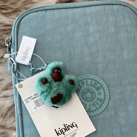 NWT Kipling 100 Pens Printed Case Bag Pouch Green Tonal - Picture 8 of 11